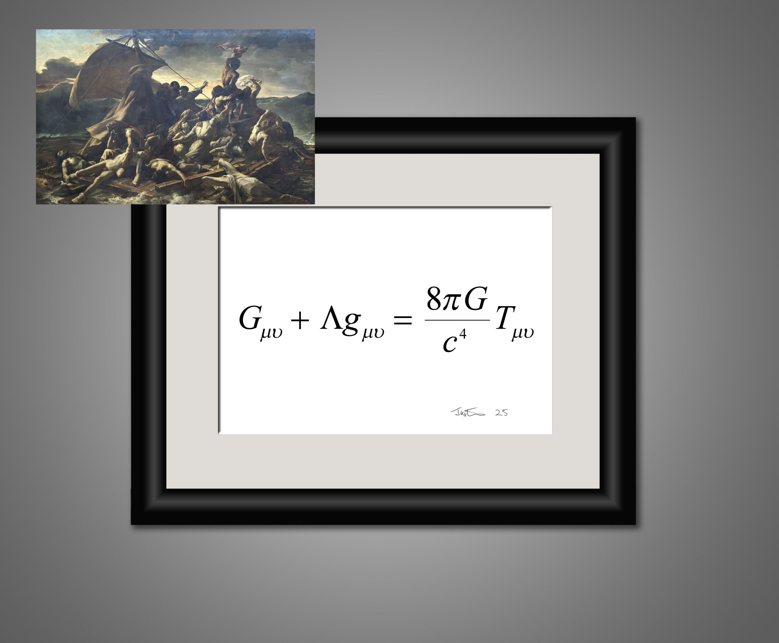 The Raft of Einstein with Gericault's Raft of the Medusa inset
